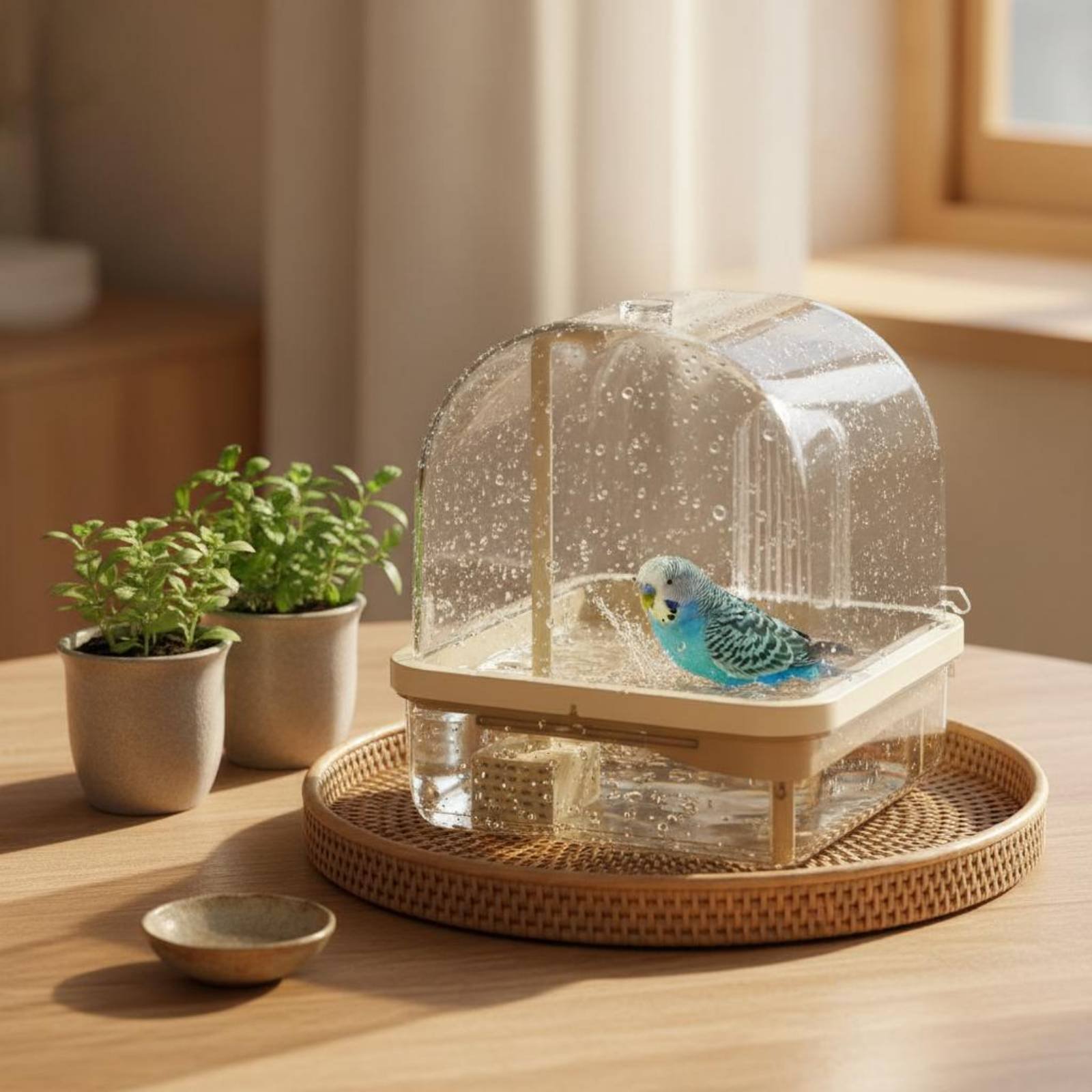 Pet Supplies Us - حوض استحمام معلق للطيور بمنظر بانورامي