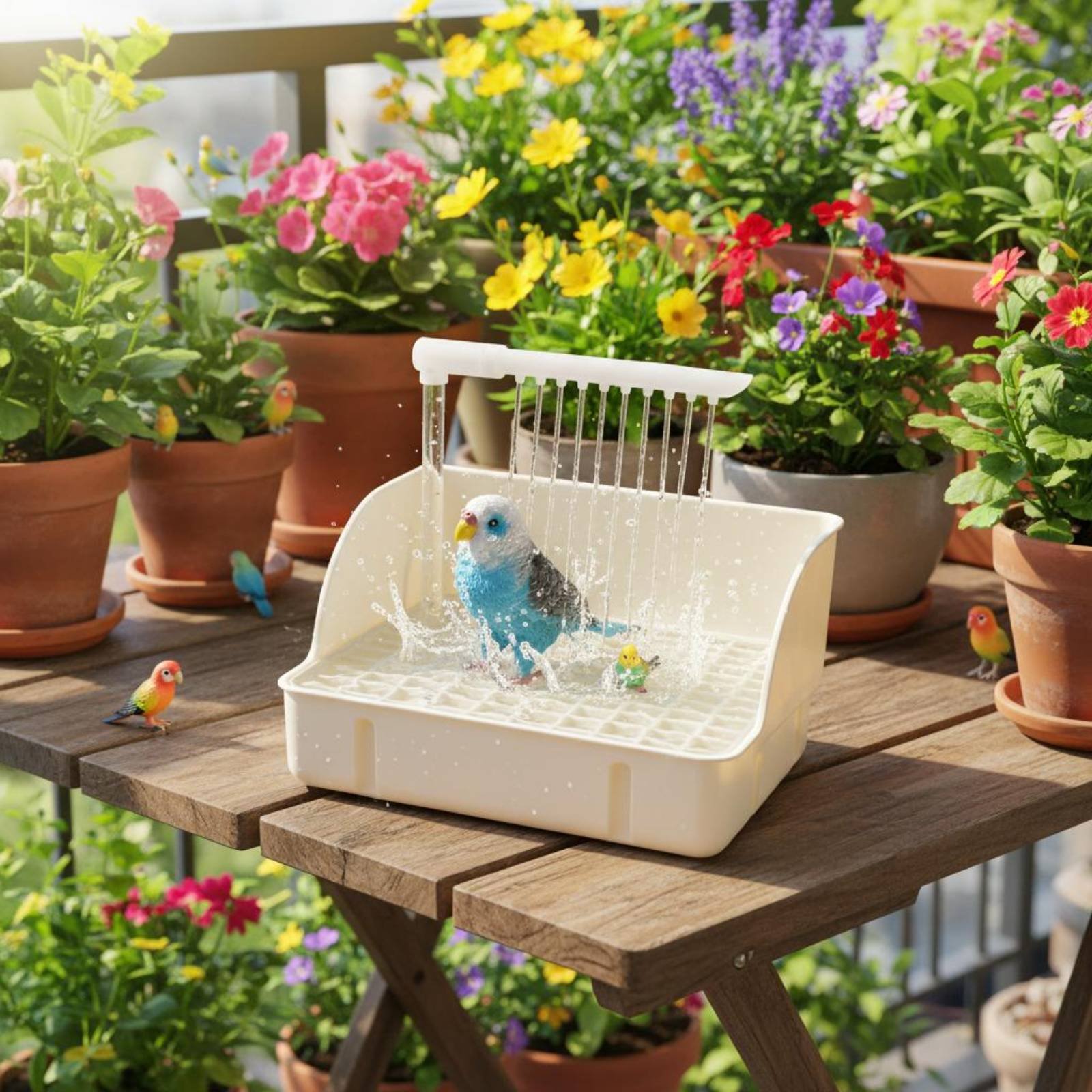 Pet Supplies Us - حوض استحمام آلي للطيور سهل التنظيف،
